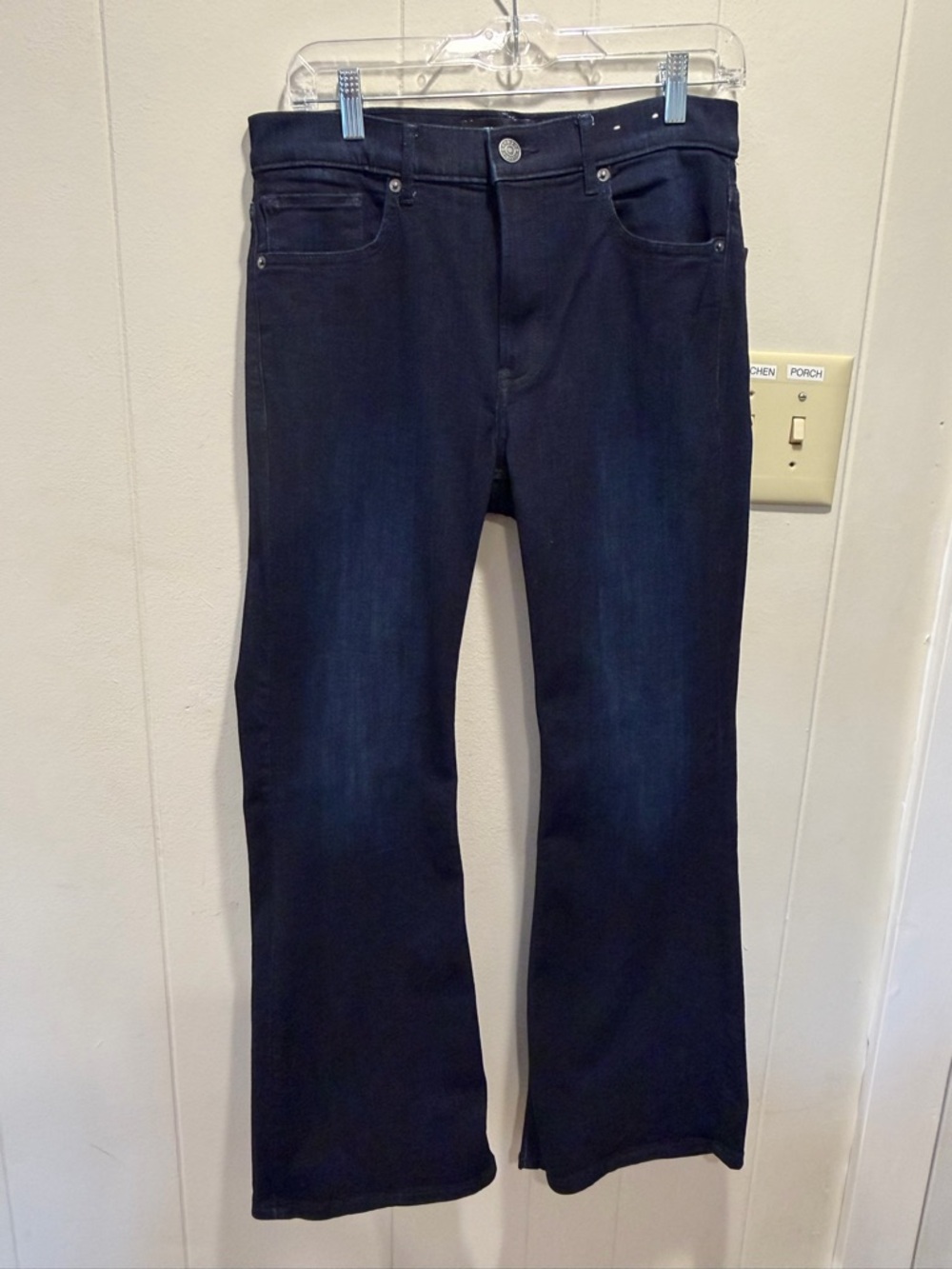 Express Navy Flare Jeans - Dark Indigo Wash